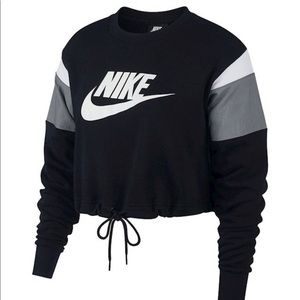 Nike drawstring crop sweater black/grey/white
